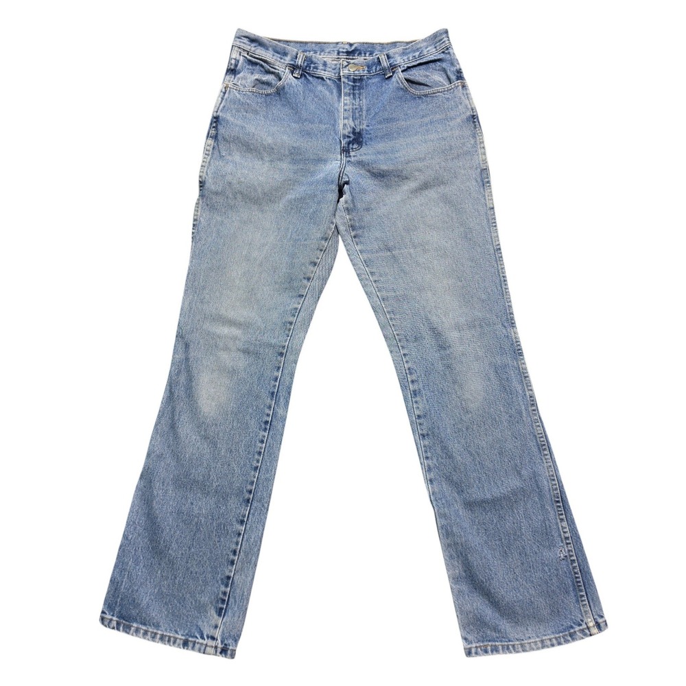 Rustic Vintage Straight Leg Denim Jeans Mens 33x30 Light Wash Wrangler